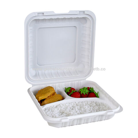 Cornstarch 9 inch 3 Compartment Food Packaging Custom Printed