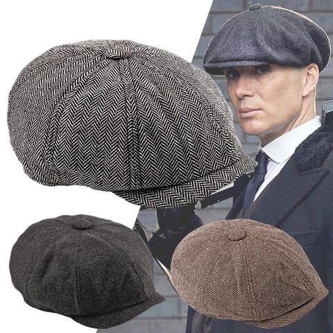 Wholesale Men Beret Newsboy Hat Vintage Tweed Peaky Blinders