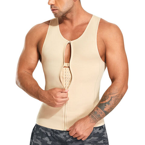 Mens Compression Shirt Slim Tank Top Gynecomastia Body Shaper Vest Tummy  Control