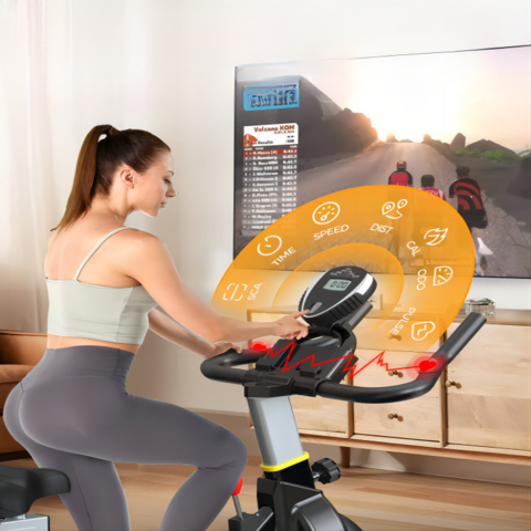 Bicicleta estática giratoria con monitor digital, bicicleta fija para  interiores con resistencia ajustable, gimnasio en casa, ejercicio de fitness