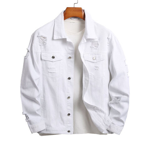 Wholesale Unisex Autumn Outerwear White Japanese Premium Ripped