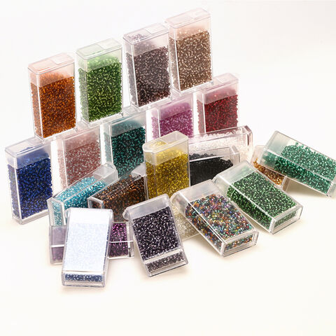 Caja de cuentas para joyería DIY de Yiwu, cuentas de vidrio de 2 mm para punto de cruz, accesorios de joyería, cuentas delica