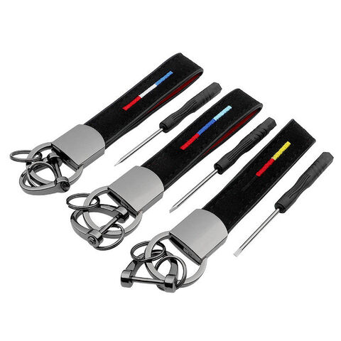 Custom Flag Tricolor Embroidered Suede Car Keychain For Volkswagen Audi ...