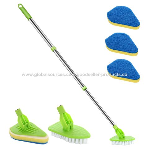 Shower Cleaning Brush 2 in 1 Bath Tub and Tile Scrubber Brush with 46''  Extendable Long Lightweight Handle Stiff Bristles Brush Sponge Shower  Scrubber