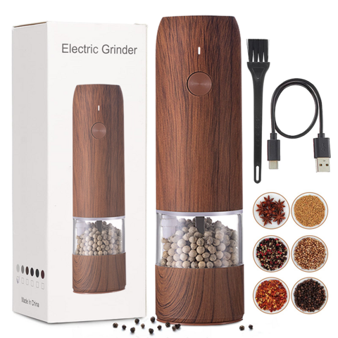 Rechargeable Electric Salt and Pepper Grinder Set - Built-in 500mAh Battery - Automatic Peppercorn and Sea Salt Spice Mill & Shakers Set