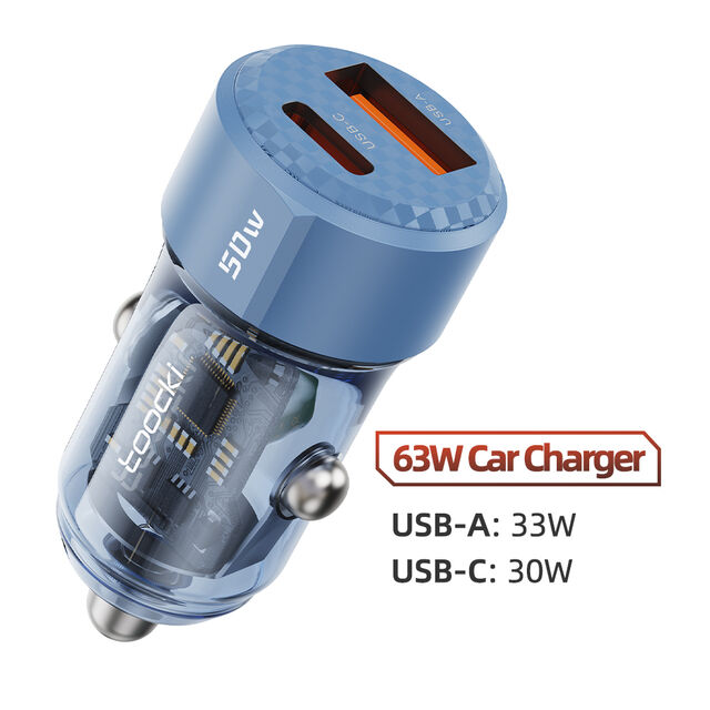 Toocki Miniatur-KFZ-Ladegerät, robust, QC3.0 50W, Dual-Port A+C, Schnellladefunktion, 2 Anschlüsse for sale at factory direct price