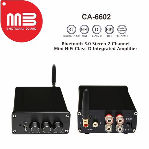 مضخم صوت ستيريو منزلي مكتبي ثنائي القناة صغير HiFi من الفئة D مُدمج بتقنية بلوتوث 5.0 طاقة كبيرة 100 واط + 100 واط هيكل معدني for sale at factory direct price