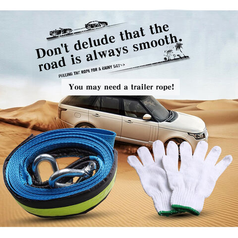 Câble de remorquage de voiture de 8 tonnes et 4 mètres, flexible, de haute qualité, robuste et durable, avec crochet for sale at factory direct price