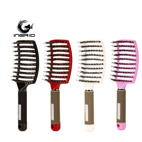 Portable Hair Brush Scalp Massage Comb Salon Women Rubber Anti