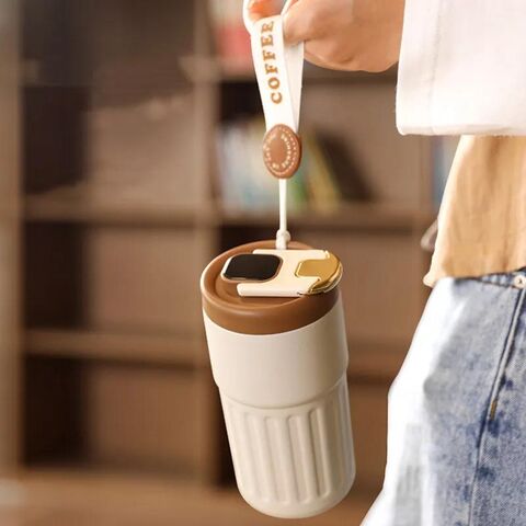 Smart Insulated Water Bottle Vacuum Wide Mouth Coffee Mug Travel Thermoses  with LCD Touch Screen 304 Stainless Steel Coffee Cup
