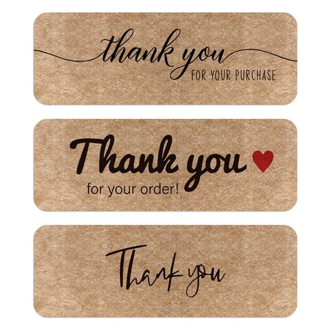 Venta al por mayor de etiquetas adhesivas de papel kraft personalizadas, rollo de pegatinas de agradecimiento. for sale at factory direct price