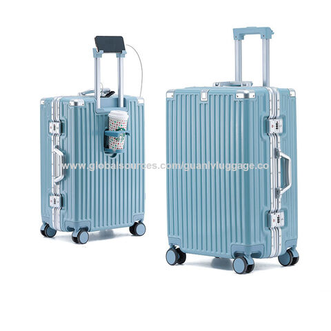 Buy Wholesale China Multifunctional Suitcase Aluminum Frame Travel Case  Spinner Wheel Usb Charger Valiz Carry On Travel Luggage With Cup Holder &  Luggage at USD 106