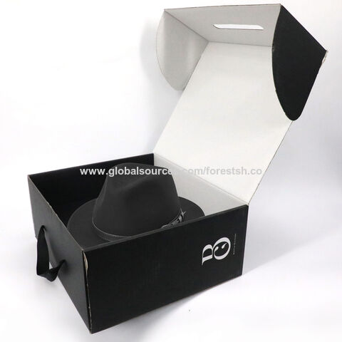 Custom Size Logo Printing Hard Shipping Boxes Hat Cloth Packaging Black ...