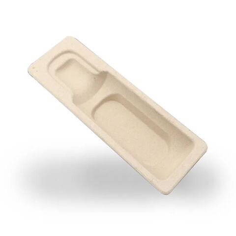 Caixa de Embalagem de Celulose Compostável, Bandeja Moldada de Celulose de Cana-de-Açúcar, Embalagem Cosmética Ecológica, Celulose de Bagaço for sale at factory direct price