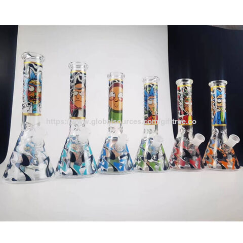 Wholesale 14 Inches 7MM Thickness New Rick and Morty Beaker Glass Water Pipes Best Price for sale at factory direct price