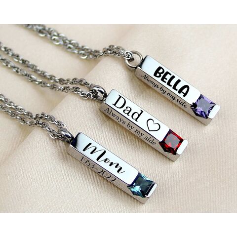 Personalized Birthstone Ashes Memorial Birthstone Ashes Memorial Engraving Custom Bar Cremation Jewelry for Human or Pets Ashes for sale at factory direct price