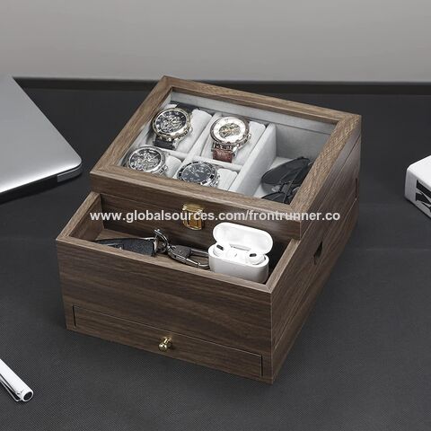Caja de Reloj de Madera para Hombre, Organizador de Joyas, Estuche de Almacenamiento de Relojes, Organizador de Escritorio para Relojes, Anillos, Pulseras, Collares - Venta al por mayor for sale at factory direct price