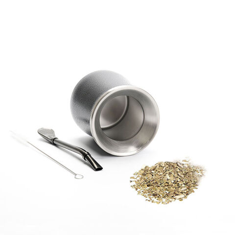 Novo Design 8 Oz Copo Térmico de Aço Inoxidável com Parede Dupla Grande para Chá Yerba Mate com Cor Mate Preta for sale at factory direct price