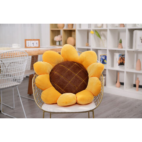 2 cojines de suelo con diseño de girasol 3D, cojín de asiento de girasol,  cojín amarillo con forma de girasol, almohadillas decorativas de felpa para