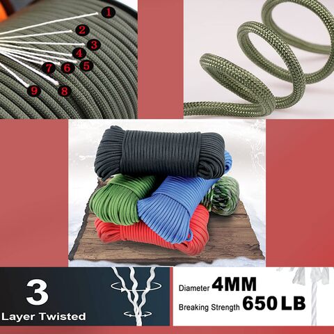 Buy Wholesale China Heavy Duty Fishing Hiking Parachute Carabiner Cord  Nylon Twisted Tent Rope & Rope at USD 0.35