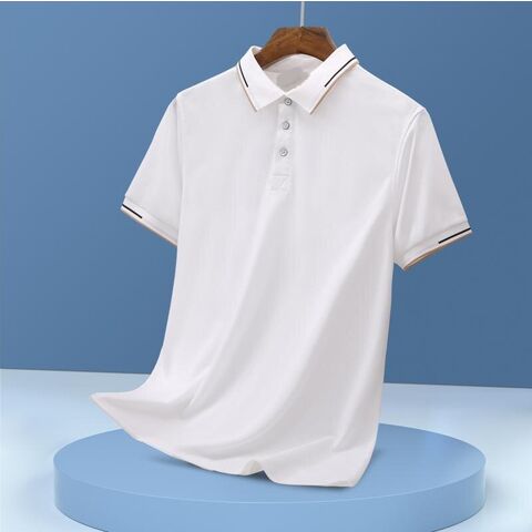 Summer Ice Silk Cool Breathable Short Sleeve T-shirt Men's Top 2023 New  Fashion Letter Embroidery Elastic polo shirt men's