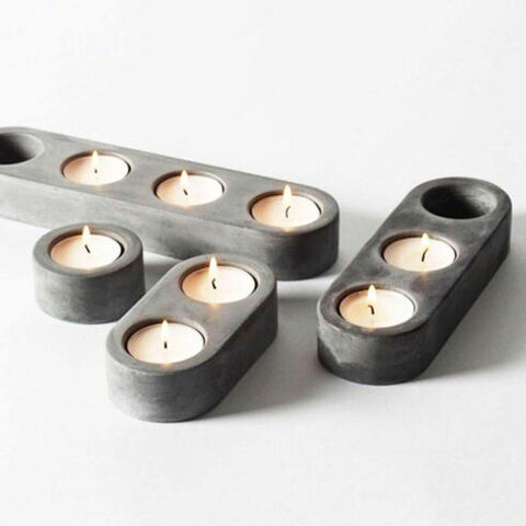 Custom furnishing vessel candlestick, cement home decoration porous tealight container jar, concrete incense candle holder for sale at factory direct price