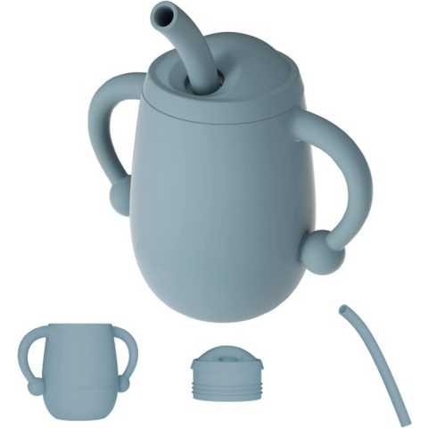 Großhandel 100% Silikon Baby Trainings Becher Unzerbrechlicher Kleinkind Silikonbecher mit Strohhalm
