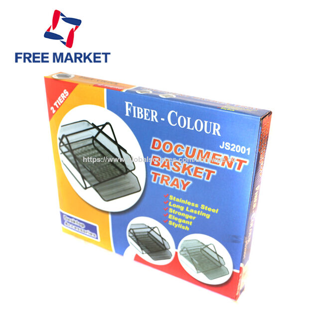 صينية مستندات شبكية معدنية بثلاثة طبقات، منظم مكتب ملون for sale at factory direct price