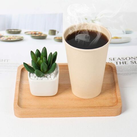 Einwegbecher für Heißgetränke, Kaffee, Tee, hellbraunes Papier, Bambusfaser