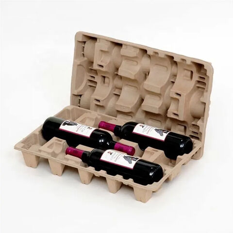 Bandeja de polpa reciclável OE de fábrica para vinho, bandeja de embalagem de vinho, bandeja de embalagem de garrafas com polpa moldada for sale at factory direct price