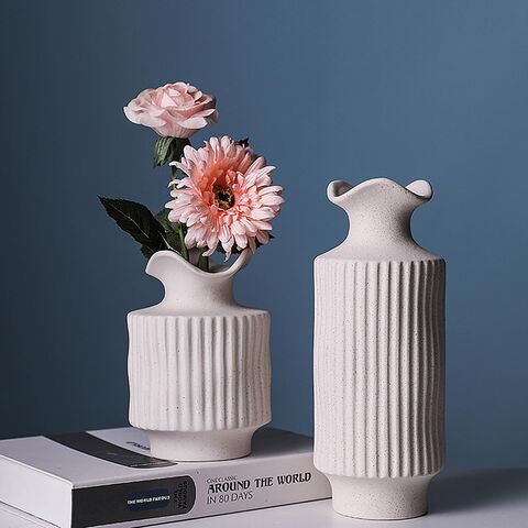 White Decorative Vase, Unbreakable Plastic Vases, Modern Geometric