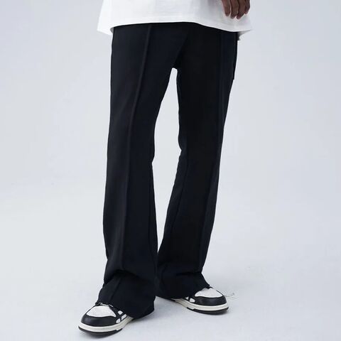 Custom Men's Elastic Waistband Men Stacked Flare Sweatpants High