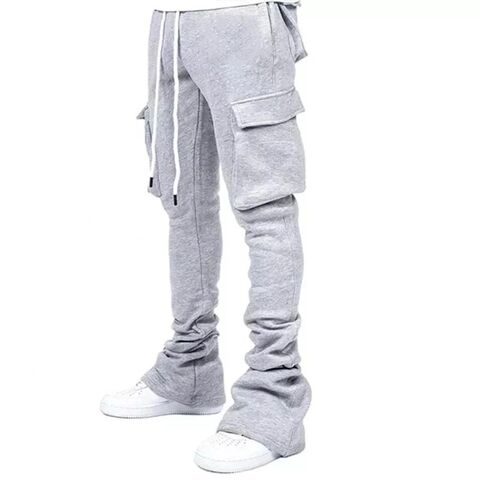 Wholesale Men Straight Leg Pants Custom Stacked Sweatpants