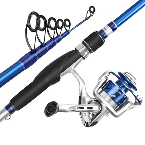 Telescopic Fishing Pole Rod with Reel with Tackles Box, Lightweight And  Flexible Black 