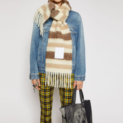 Écharpe en gros pour femmes, mode hivernale, tricotée, polyvalente, à carreaux, édition coréenne Harajuku, style japonais, cou épais et chaud for sale at factory direct price