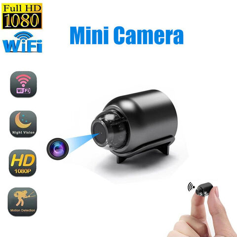 Mini FHD 1080P WiFi Cámara de vigilancia exterior - Pequeña cámara de mano  inalámbrica con visión nocturna, detección de movimiento, vista remota.  (Negro)