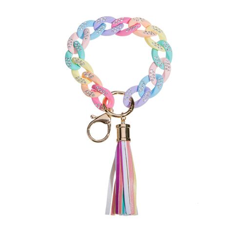 Chain Link Tassel Wristlet Key Chain, Pink