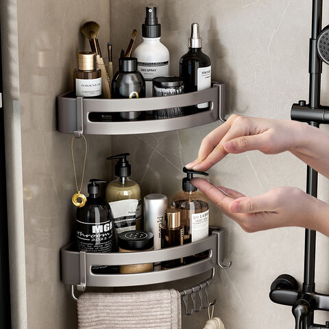 Panier de douche suspendu sans perçage, étagère d'angle pour salle de bain, organisateur de douche, étagères murales