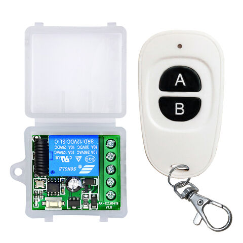 Control Remoto Inalámbrico RF DC 12V 1 Canal 2 Botones Universal para Puerta de Garaje, Iluminación, con Función de Retardo, Juego de Interruptores