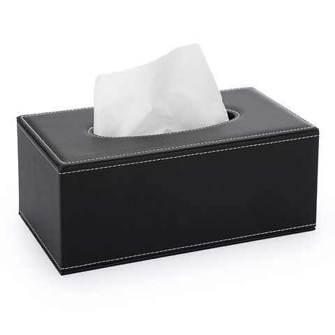 Caja de pañuelos rectangular de cuero, elegante, con fondo magnético, caja de pañuelos decorativa de PU
