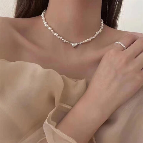 Korean Elegant Pearl Beads Necklace for Women Ladies Fashion