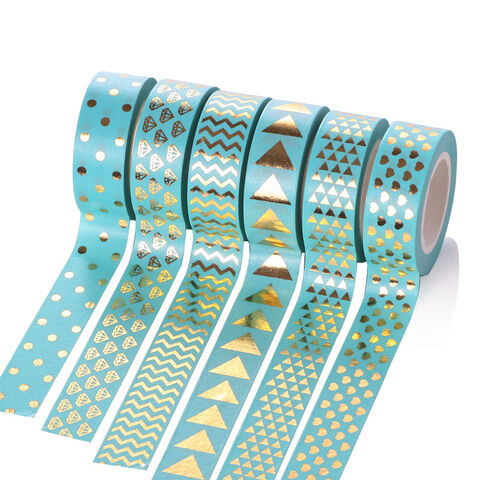 Skinny Gold Washi Tape Set Basic Foil Print Decorative Masking