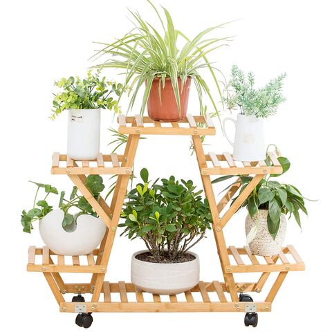 Soporte Plantas Alta de Bambú Escalera Estanteria para Macetas Vertical para  Esquina Exterior Interior, S, 6