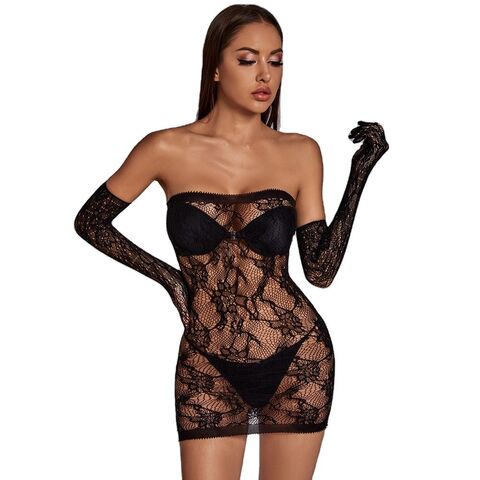 sexy naked babes in lingerie Sexy Black Lace Bra and Panty Set with See-Through Design – Lacebound main image 1