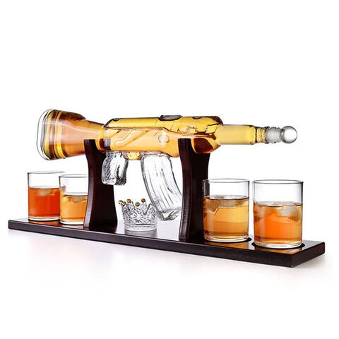 Gifts for Men Dad Pistol Whiskey Gun Decanter Set & 6 Pistol  Glasses Set - Comes with A large Carrying Case - Parties Great Gift, Gifts  Men Dad, Whiskey Decanter