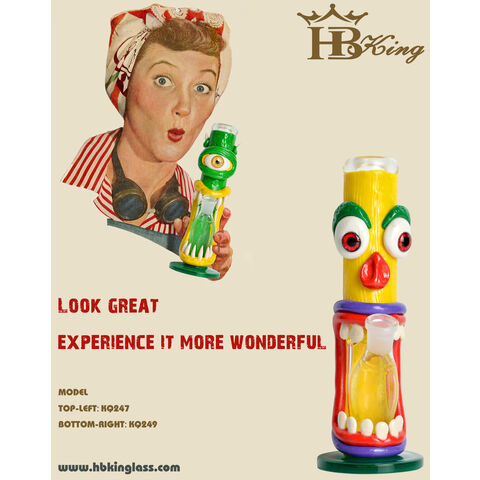 New Design 3D Green Eye Or Funny Bird Hookah Bong Smoking Glass Water Pipe for sale at factory direct price