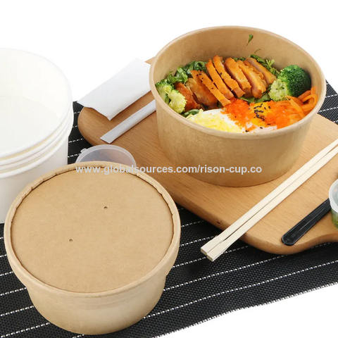 Buy Wholesale China Disposable 35oz Kraft Paper Salad Bowl With Paper ...