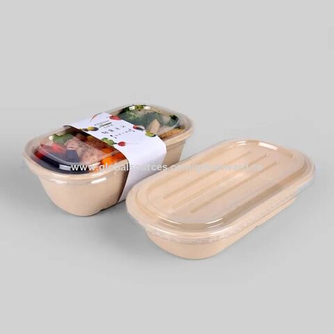 Divide Takeaway Oval Biodegradable Food Containers With Lids