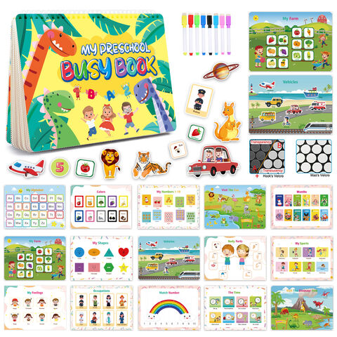Libro Ocupado para Niños Pequeños, Kit de Libro de Actividades de Aprendizaje Preescolar, Juguetes Sensoriales para el Autismo, Juguetes de Aprendizaje Montessori, Libro de Trabajo Preescolar