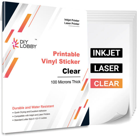 Printable Vinyl Sticker Paper for Inkjet Printer & Laser 8.5X11 | Glossy White 50 Sheets